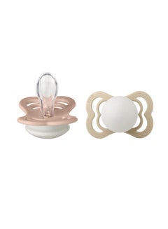 Buy Pack of 2 Supreme Silicone Pacifier S1 Blush GLOW and Vanilla GLOW in UAE