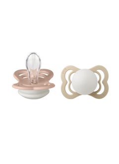 اشتري Pack of 2 Supreme Silicone Pacifier S1 Blush GLOW and Vanilla GLOW في الامارات