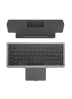 Buy Full Size Wireless Bluetooth Keyboard with Hidden Touchpad , (Sync Up to 3 Devices) Portable Keyboard with Bluetooth Connection PU Tablet Stand Bluetooth Keyboard for Windows iOS Android Mac, Black in UAE