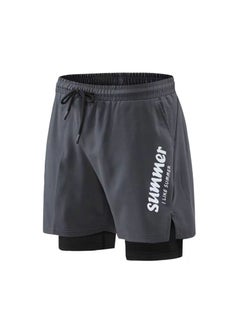 اشتري Fashionable Men's Double-Layer Quick Drying Beach Swimming Shorts في الامارات