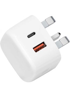 Buy Original USB C Plug 20W USB Plug 18W UK Compatible with Ios & Android power adapter USB-C Fast Charger wall type c socket Dual Port USBC in Saudi Arabia