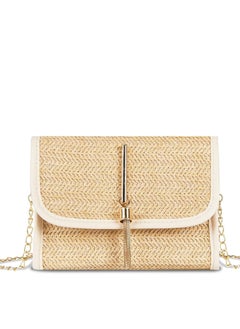 اشتري Straw Shoulder Bag Clutch Crossbody Beach Handmade Woven Rattan Travel Handbags في السعودية