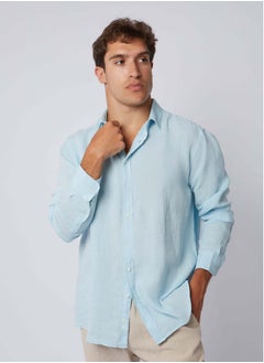 اشتري Fancy Regular Fit Linen Shirt With Long Sleeves في مصر