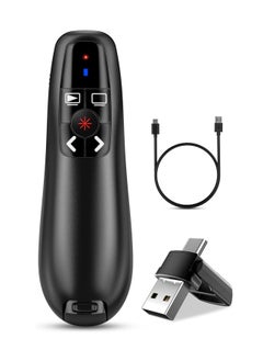 اشتري 2-in-1 USB Type C Presentation Clicker, Clicker for PowerPoint Presentations, Rechargeable Wireless Presenter Remote, Pointer RF 2.4GHz USB PowerPoint Clicker Slide Advancer with Volume Control في السعودية