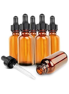 Buy Glass Bottles Essential Oils Glass Eye Dropper 30 ml (1oz) Essential Oils,Glass Eye Dropper Dispenser for Essential Oils, Kitchen Tools, Chemistry Lab Chemicals, Colognes, Amber, 1 fl oz 6 Pack in UAE