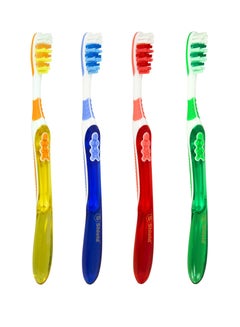 Buy Shield Care Toothbrush Dual Pro with Multi-Level Filaments, Anti-Slip Grip (Expert Care - Soft Bristles) Adult - Yellow, Red, Blue, Green - 4 Count (Pack of 1) in UAE