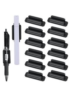 اشتري 12 pack Pen Holder Silicone, Adhesive Pen Holder for Desk or Any Surface, Office Desk Accessories and Teacher Supplies, Pencil Holder & Marker Holde (Black) في السعودية