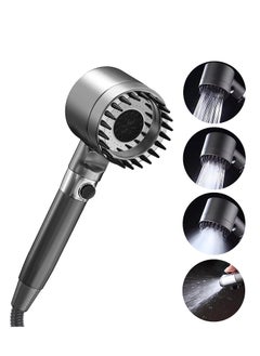 اشتري Shower Head with Handheld, High Pressure 3-mode Shower Head Combo, Massage Scalp, with Filter Component to Filter and Adsorb Impurities 59″ Replacement Hose (Grey) في السعودية