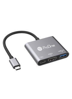 Buy ProOne 3-in-1 HDMI 4K Adapter USB-C to HDMI, USB 3.0, USB-C Charging for MacBook, iP-ad Pro, Chromebook, Dell XPS, Samsung Galaxy S8/S8+ in UAE