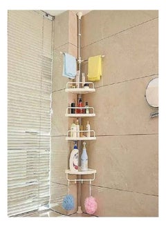 Buy Wall Mounted Multi Functional Bathroom Storage Rack and Hanger white in Saudi Arabia