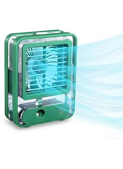 Buy Small Desk Fan with Mist Spray,LED Night Light,Electric Battery Operated Water Misting Fan,USB Rechargeable Portable Quiet Mini Desktop Table Cooling in UAE