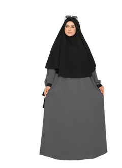 Buy A two-piece outfit made of royal crepe, an abaya and a veil, the size is free size and can be worn up to 120 kilos for women. in Egypt