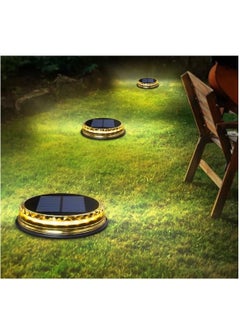 Buy Solar Powered Disk Lights (4 Pack) 17LED Solar Pathway Lights Outdoor Waterproof Garden Landscape Lighting for Yard Deck Patio (Multi-Color RGB) in UAE