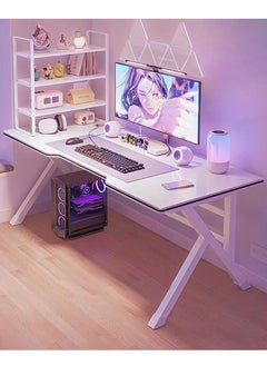 Buy Gaming Desk Desktop Computer Desk, Simple Game Table for Home Bedroom Table, Student Writing Study Table With Desktop Storage Rack, 120L*60W*75H centimeter in Saudi Arabia