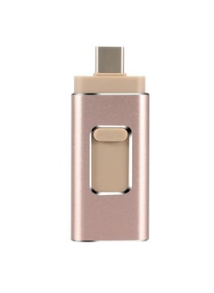 اشتري 128GB USB Flash Drive, Shock Proof 3-in-1 External USB Flash Drive, Safe And Stable USB Memory Stick, Convenient And Fast Metal Body Flash Drive, Gold Color (Type-C Interface + apple Head + USB Local) في السعودية