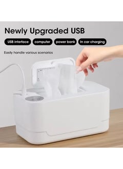 Buy Baby Wipe Warmer Heater with LED Display Wet Towel Dispenser Portable USB Charge Baby Wipe Warmer Napkin Heating Box Home/Car in UAE