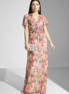 Buy Front Twist Floral Print Dress in UAE
