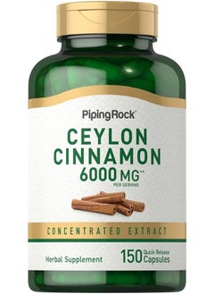 اشتري Ceylon Cinnamon Capsules 6000mg | 150 Count | Herbal Extract Supplement | Non-GMO, Gluten Free في الامارات