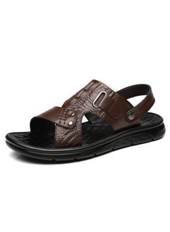 Buy Summer Leather Sandals Men's Soft Sole Slippers Dual Purpose Sandals Men's Thick Sole Sandals in Saudi Arabia