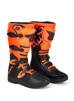 Buy Pair of Pro-Style Motocross Rider's Leather Boots T3-E00I Motorcycle Leather Boots for Off-Road Dirt Bike Riders | Leather Boots with Locking Straps, Air Mesh lining with Ankle Support System. in UAE