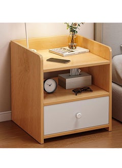 Buy Bedside Table,2-Tier Nightstand, End Table Cabinet with 1 Storage Drawer, Wooden Minimalist Multi-function Modern Style Bedside Storage Small Cabinet in Saudi Arabia