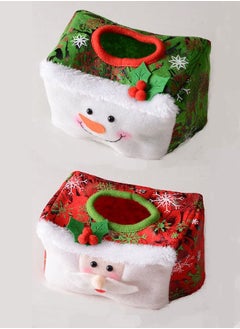 اشتري 2-Piece Christmas Tissue Box Santa Claus And Snowman Style Christmas Decorations في الامارات