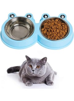 Buy Mumoo Bear Pet Cat Dish Blue, Multi Purpose Pet Feeding Bowl, Fashion Double Dog Bowls, Frog Cat Feeding Bowl, Tilted Pet Feeding Bowl, Non Slip Cat Bowl, Big Eyed Frog Cartoon Design, Suitable For Cats, Dogs in UAE