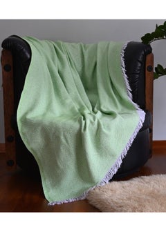 اشتري Turkish Cotton Throw Blanket Knitted Suitable for Bed, Sofa and Chair Pista Green 170x200 cm في الامارات