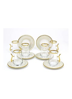 Buy Tea Set with Saucer Elegant Turkish Estikana Cups for Tea Coffee Cup for Home Office Set of 12 pcs Made in Turkey - ETS8802 in UAE