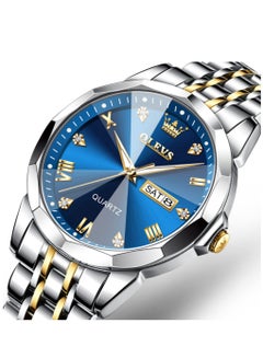 Buy Watches For Men Fashion Stainless Steel Quartz Analog  Water Resistant Watch - Gold and Silver in UAE