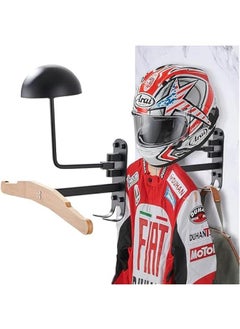 Buy Wall Mounted Motorcycle Helmet Rack with Hooks - Helmet Holder Stand for Motorcycle Accessories and Helmet Hanger Accessories in Saudi Arabia