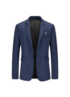 اشتري 1 x 5 pcs 2024 Autumn Mens Plus-Size Color-Block Suit Jacket Navy blue في السعودية