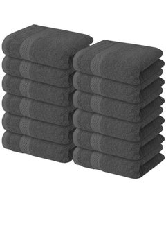 اشتري Infinitee Xclusives [12 Pack] Premium Grey Wash Cloths and Face Towels, 33cm x 33cm 100% Cotton, Soft and Absorbent Washcloths Set - Perfect for Bathroom, Gym, and Spa في الامارات