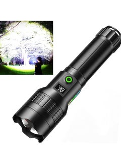 اشتري Led Flashlight Rechargeable 90000 High Lumens,IPX6 Waterproof Torch Light, 6 Modes Type-C Fast Charging Torches,Zoomable Flashlights for Camping Hiking Emergency في الامارات