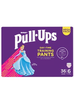 Buy Pull-Ups Day Time Girls Cinderella Training Pants Diapers Size 6, 36 Pack Flexible Fit in UAE