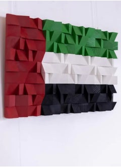 Buy wood workers oversized Emirates flag wall panel home decor, wooden decorative entryway hallway office uae hangings, 3d large above bed sculptures, abstract contemporary artwork for walls 60x36 cms in Egypt