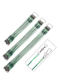 اشتري 30Pcs Fishing Leaders Wire Tooth Proof 7 Strand Stainless Steel with Swivels Snap Kit Connect Tackle Lure Rig or Hooks Fishing Line for Rig Saltwater and Freshwater 3 Size Green في الامارات