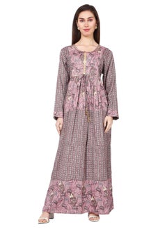 Buy ELEGANT UNIQUE PRINTED LONG SLEEVE STYLISH ARABIC KAFTAN JALABIYA DRESS in Saudi Arabia