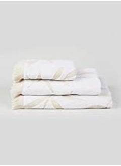 Buy Matalan Cotton Leaf Print Bath Sheet Towels, 150 cm x 100 cm Size, Beige in Egypt