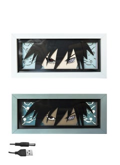 Buy Naruto Anime Sasuke Photo Frame USB LED Light Box Paper Cutting 3D Paper Cutting Lamp Atmosphere Light Monochrome Luminous Desktop Ornament Lamp in Saudi Arabia