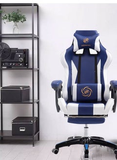 Buy Massage Gaming Chair with Footrest Racing Desk Office Chair with Retractable Footrest and Armrests High Back Ergonomic Leather Computer Chair in Saudi Arabia