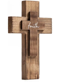 Buy Wall Wooden Cross Christians Cross Spiritual Religious Cross Gifts With Hook On Hanging Wall Or Table With Faith For Church Home Room Decoration For Christmas Cross 5 colors available in UAE