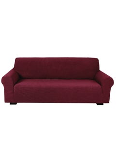 Buy High Stretch 3-Seater Sofa Cover Soft Brushed Fabric Couch Cover Exquisitely Full Coverage Furniture Protector Slipcover Three Seater Fits on Standard and Recliner Sofa 185-235cm Size Burgundy in UAE