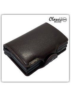 اشتري Classic Milano Synthetic Wallet for men; RFID Mens Wallet Automatic Cardholder (Dark Brown) by Milano Leather في الامارات