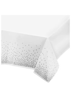 Buy Plastic Tablecloth Rectangular Plastic Tablecloth 54x108'' Disposable Party Table Cloths Disposable, Dot Confetti Rectangular Table Covers, Wedding, Bridel Shower (Silver dot) 2-Pack in UAE