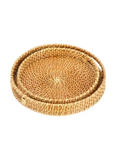 اشتري 2PCS RATTAN TRAY WHITE Coastal  30CM/35CM في السعودية