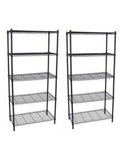 Buy 2 PACK 5 Tier Wire Shelving Unit Storage Rack Metal Heavy Duty Utility Organizers for Products Plant Pantry, Garage Laundry Racks Durable Shelf Stand Black in UAE