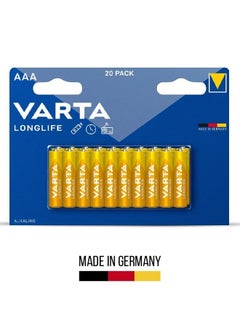 Buy Varta Longlife High-Performance AAA Alkaline Batteries for Everyday Electronics (20-Pack) in UAE