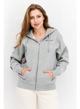 Buy Women Sportswear Fit Long Sleeve Training Hooded Sweatshirt, Light Grey Heather in UAE