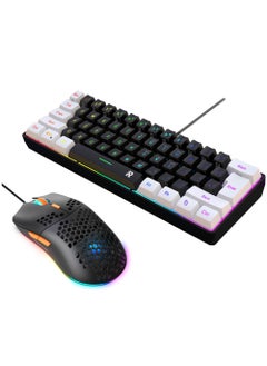 Buy 60% Wired Gaming Keyboard Mouse Combo,RGB Gaming Mice Ergonomic Ultralight 8000DPI Optical Sensor,61 Keys RGB Backlit Gaming Keyboard,Ultra-Compact Mini Waterproof Keyboard for PC Computer Gamer in UAE